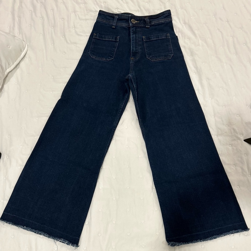 Zara Dark Indigo Wide-Leg Jeans